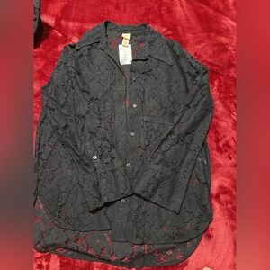 Elegant Black Lace Women’s Shirt